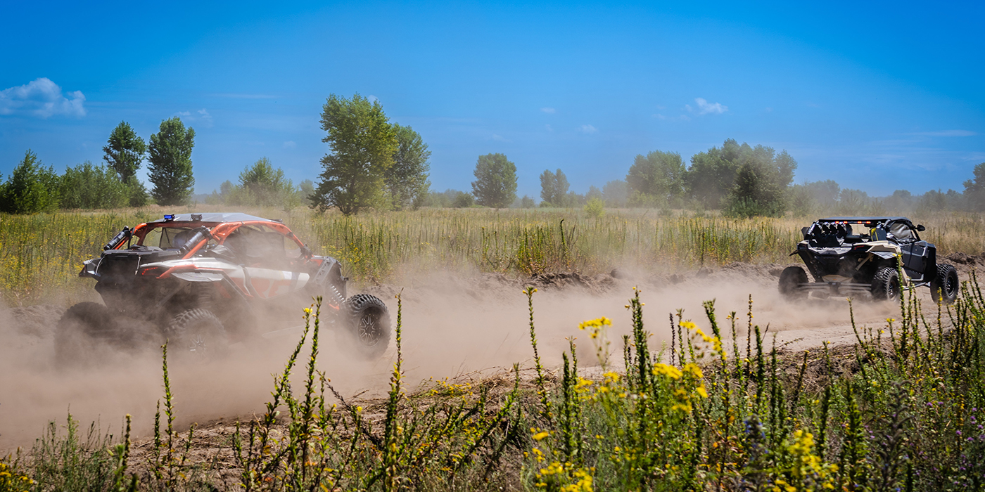 Hard ride UTV on sandy road. 4x4, extreme, adrenalin.