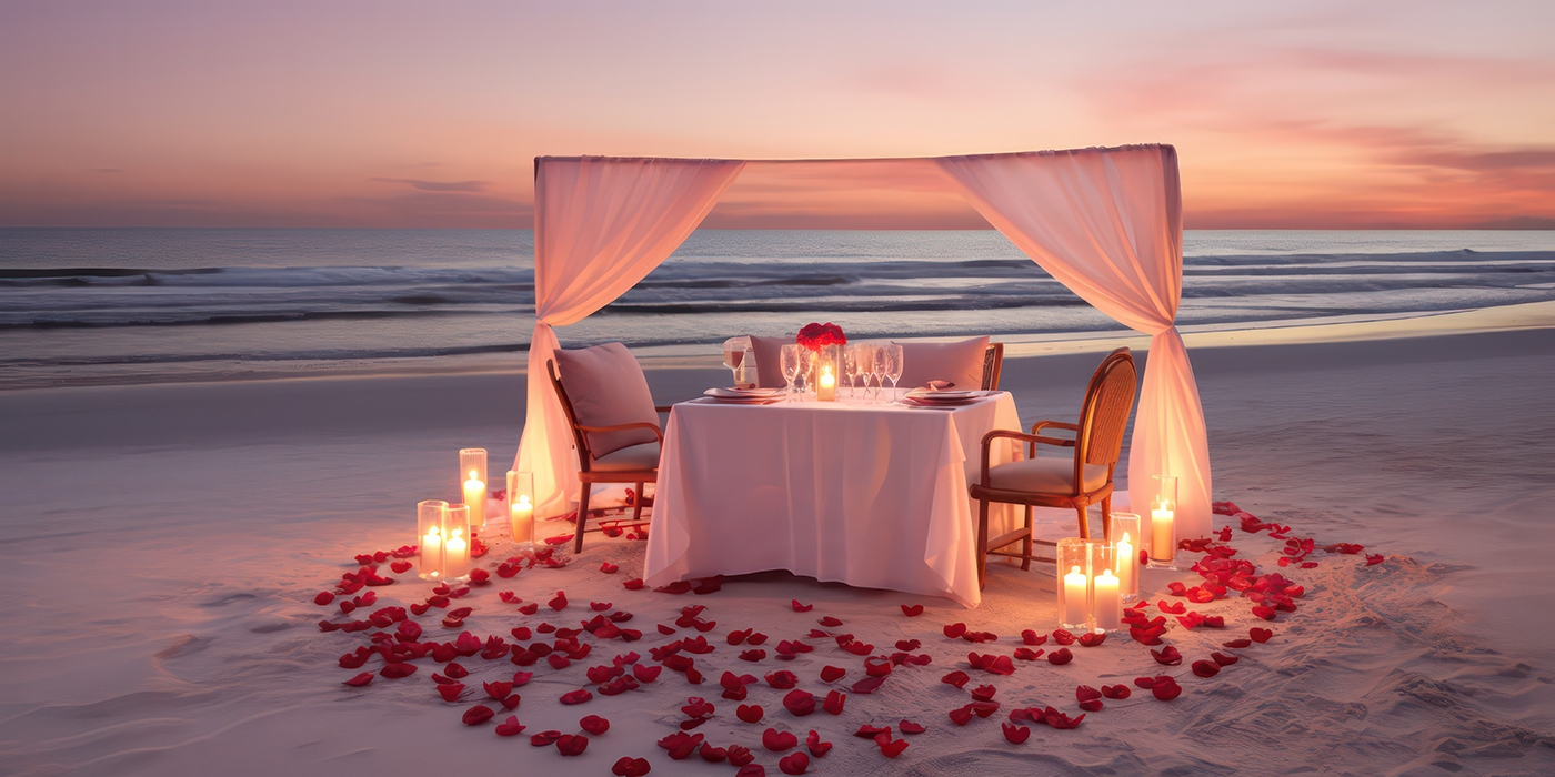 Valentine's Day on the beach sets the stage for a uniquely roman