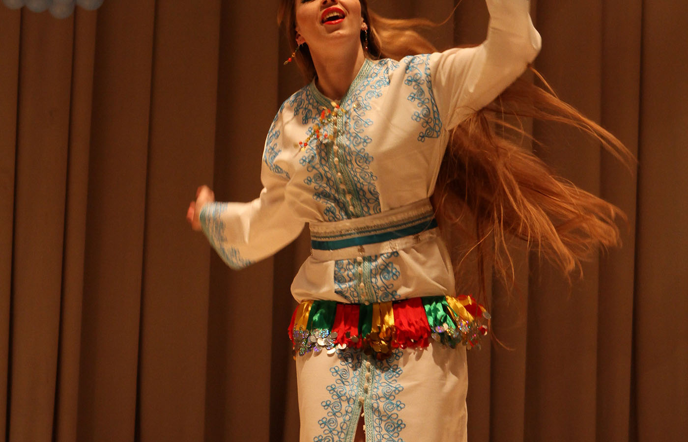 Woman dancing traditional ethnic morocco moroccan dance on the